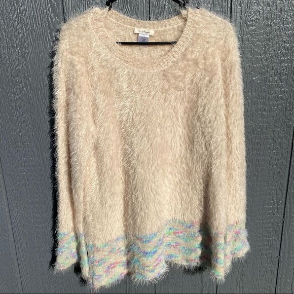 a Shappe Furry Soft Wool Rainbow Sweater XL NWT - Picture 1 of 13